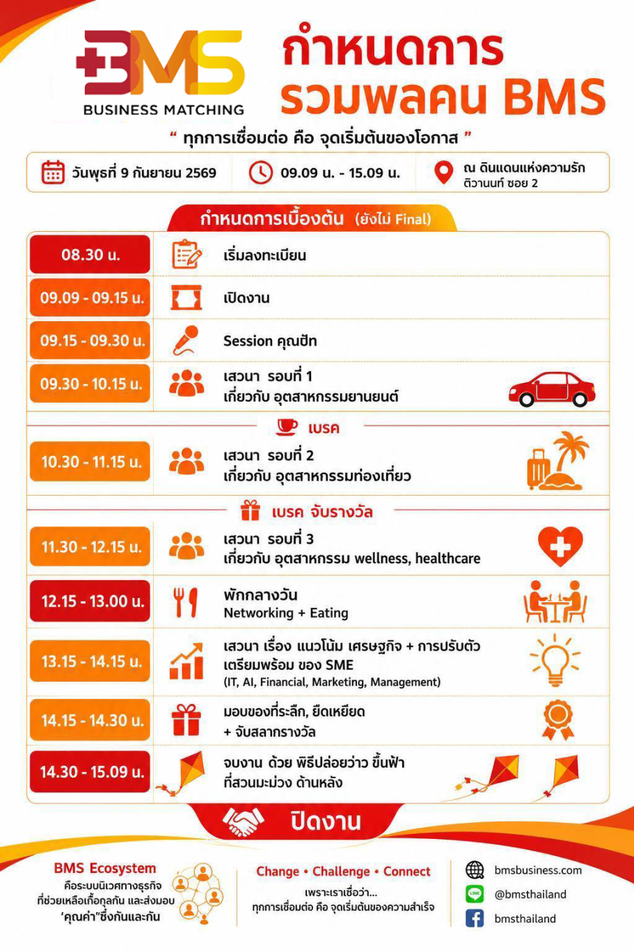 วันพุธที่ 9 กันยายน 2569 รวมพล คน BMS ณ ดินแดนแห่งความรัก ติวานนท์ ซอย 2